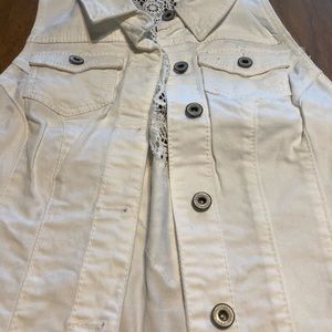 white denim vest with lace nwot